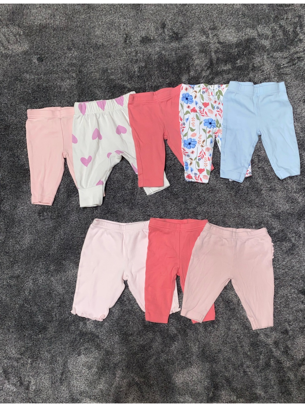 Baby Girl 0-3M Pants 8 Piece Bundle | Soft Leggings | Cute Everyday Basics